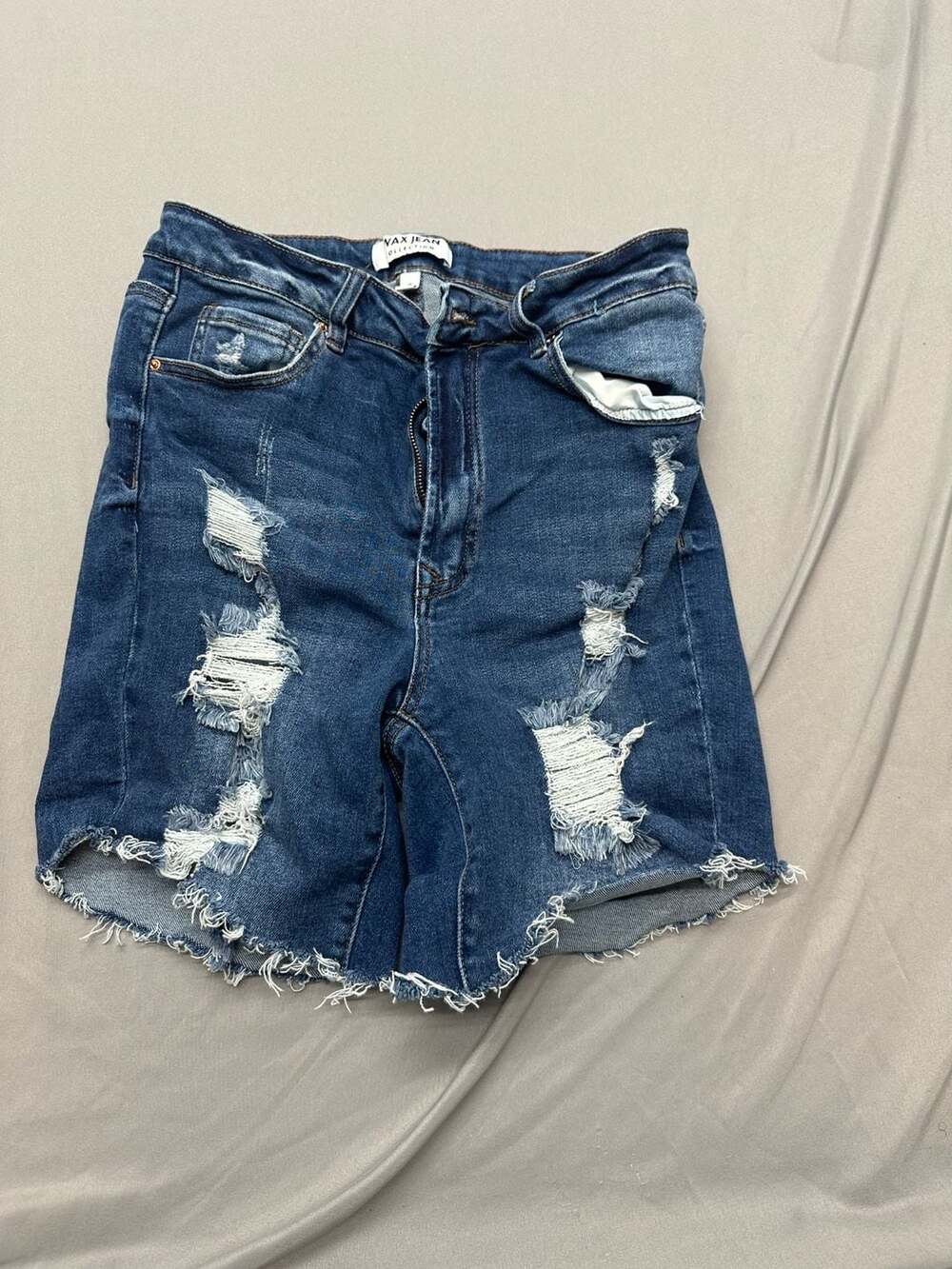 Wax Jean Distressed Bermuda Denim Shorts Dark Wash Size 1X